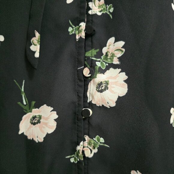 Lulus On the Spot Black Floral Print Button-Up Blouse Sz S - Picture 5 of 11